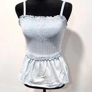 Light Jean Wash Peplum Top